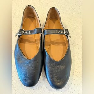 Madewell Black Leather Mary Jane Flats with Buckle Strap - size 10.5